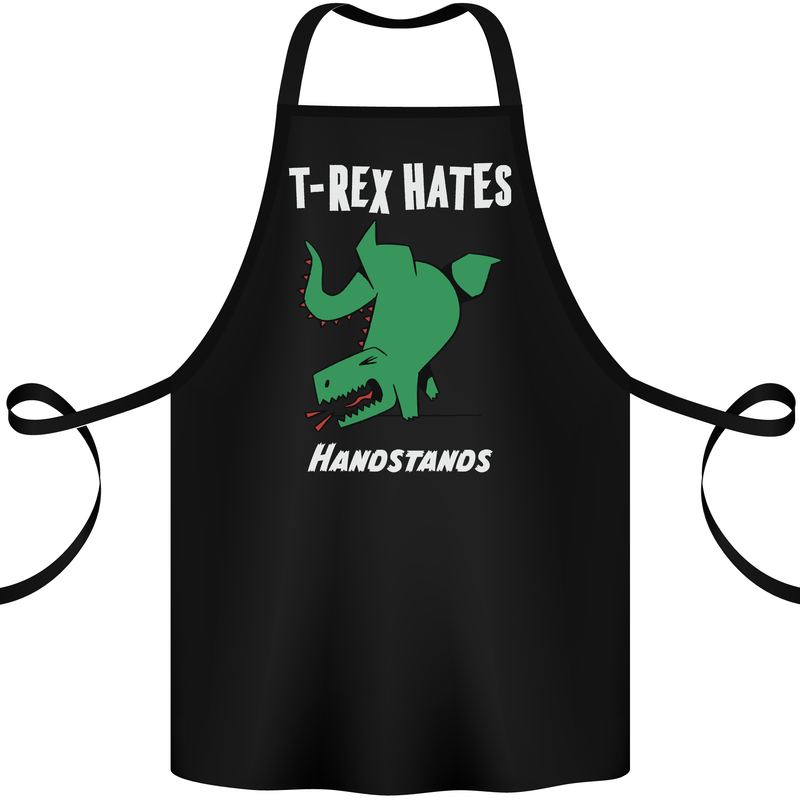 T-Rex Hates Handstands Gymnastics Dinosaur Cotton Apron 100% Organic Black