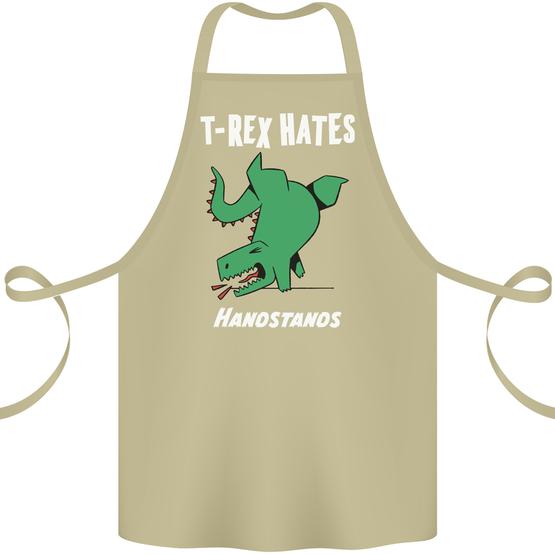 T-Rex Hates Handstands Gymnastics Dinosaur Cotton Apron 100% Organic Khaki