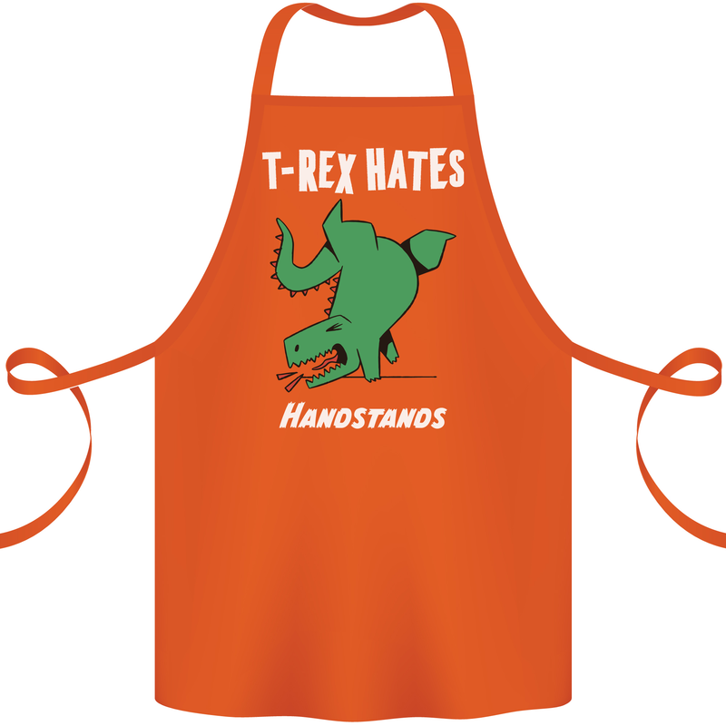 T-Rex Hates Handstands Gymnastics Dinosaur Cotton Apron 100% Organic Orange