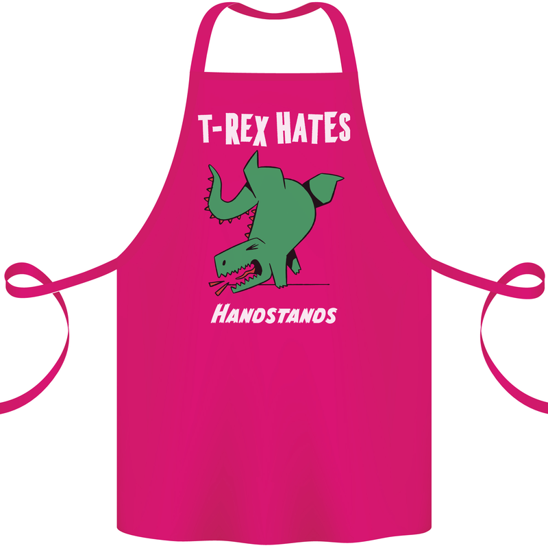 T-Rex Hates Handstands Gymnastics Dinosaur Cotton Apron 100% Organic Pink