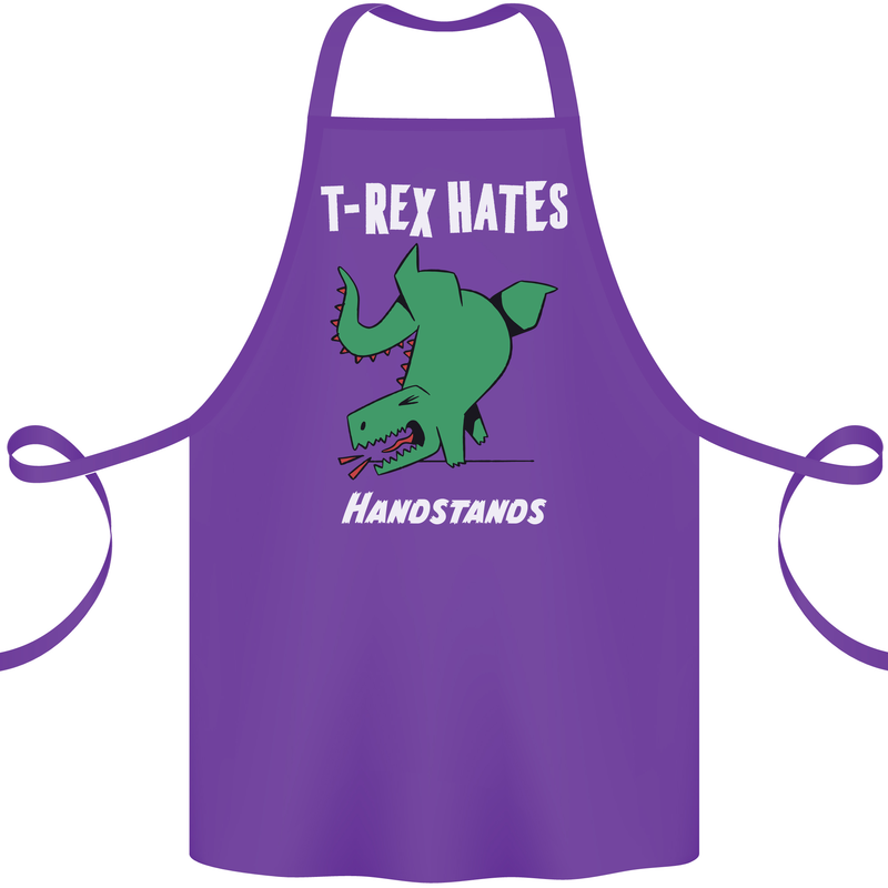 T-Rex Hates Handstands Gymnastics Dinosaur Cotton Apron 100% Organic Purple