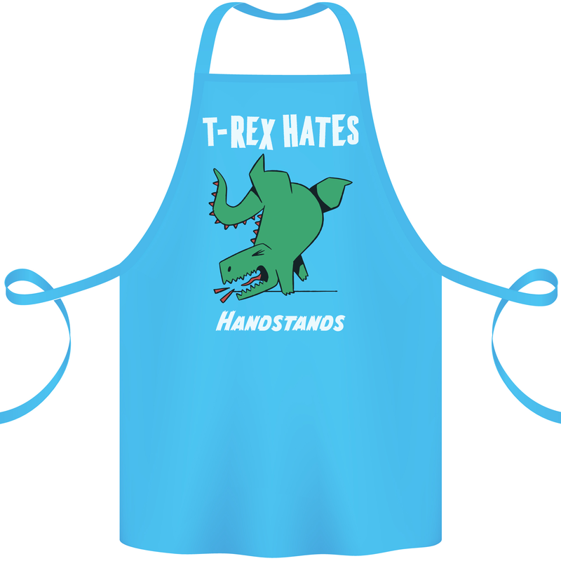 T-Rex Hates Handstands Gymnastics Dinosaur Cotton Apron 100% Organic Turquoise