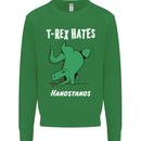 T-Rex Hates Handstands Gymnastics Dinosaur Kids Sweatshirt Jumper Irish Green