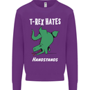 T-Rex Hates Handstands Gymnastics Dinosaur Kids Sweatshirt Jumper Purple