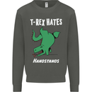 T-Rex Hates Handstands Gymnastics Dinosaur Kids Sweatshirt Jumper Storm Grey