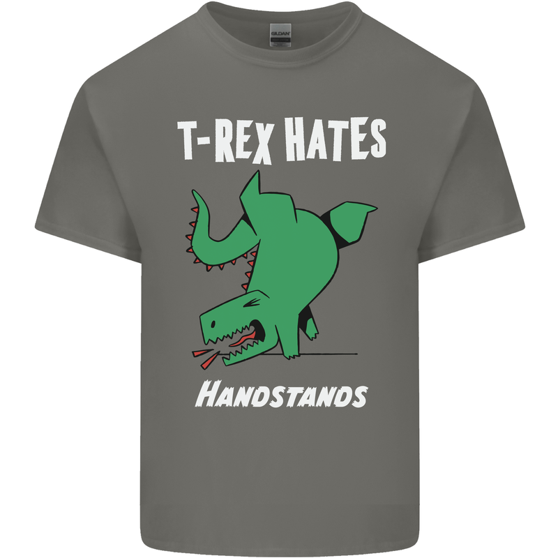 T-Rex Hates Handstands Gymnastics Dinosaur Kids T-Shirt Childrens Charcoal