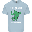 T-Rex Hates Handstands Gymnastics Dinosaur Kids T-Shirt Childrens Light Blue