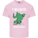 T-Rex Hates Handstands Gymnastics Dinosaur Kids T-Shirt Childrens Light Pink