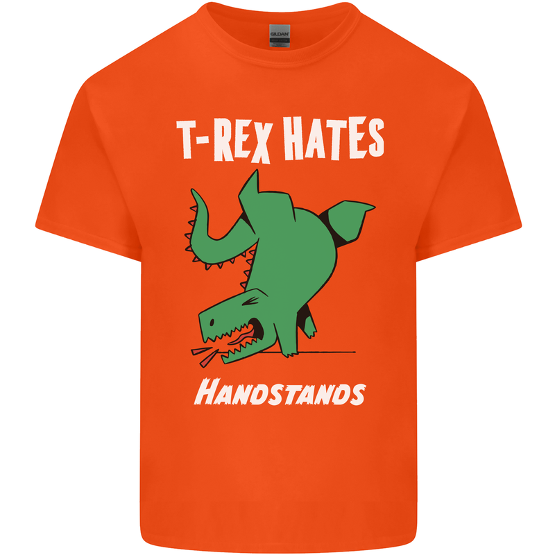 T-Rex Hates Handstands Gymnastics Dinosaur Kids T-Shirt Childrens Orange
