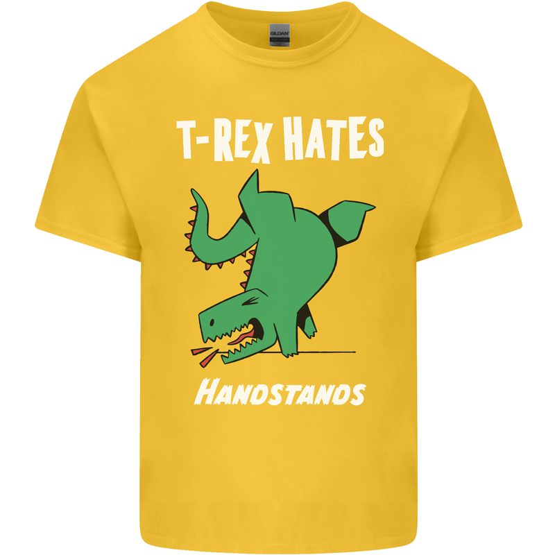 T-Rex Hates Handstands Gymnastics Dinosaur Kids T-Shirt Childrens Yellow