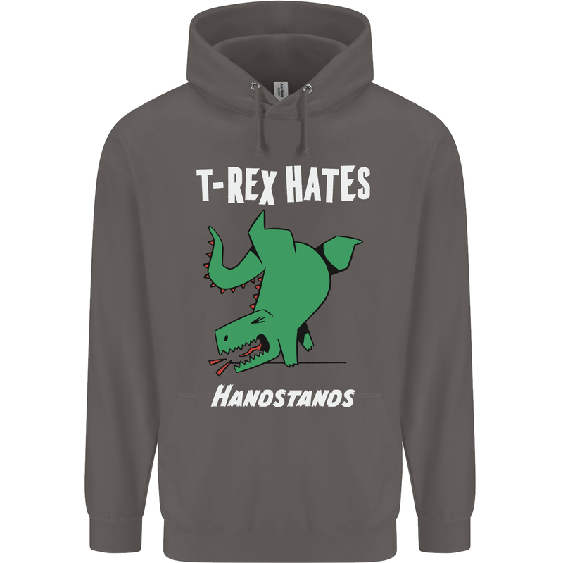 T-Rex Hates Handstands Gymnastics Dinosaur Mens 80% Cotton Hoodie Charcoal