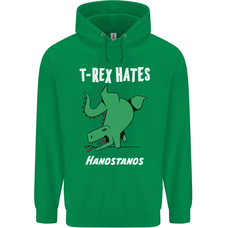 T-Rex Hates Handstands Gymnastics Dinosaur Mens 80% Cotton Hoodie Irish Green