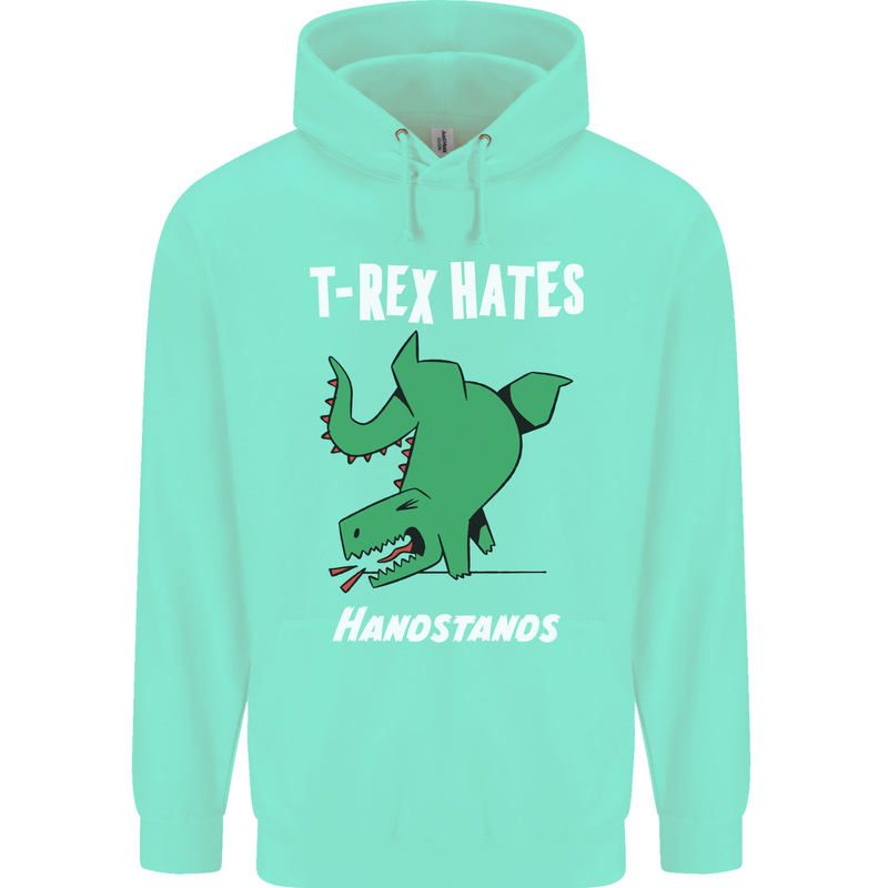 T-Rex Hates Handstands Gymnastics Dinosaur Mens 80% Cotton Hoodie Peppermint