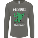 T-Rex Hates Handstands Gymnastics Dinosaur Mens Long Sleeve T-Shirt Charcoal