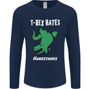 T-Rex Hates Handstands Gymnastics Dinosaur Mens Long Sleeve T-Shirt Navy Blue