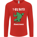 T-Rex Hates Handstands Gymnastics Dinosaur Mens Long Sleeve T-Shirt Red