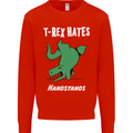 T-Rex Hates Handstands Gymnastics Dinosaur Mens Sweatshirt Jumper Bright Red