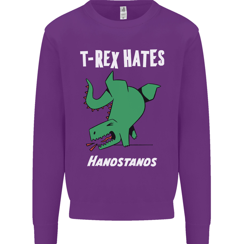 T-Rex Hates Handstands Gymnastics Dinosaur Mens Sweatshirt Jumper Purple