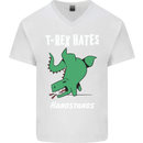 T-Rex Hates Handstands Gymnastics Dinosaur Mens V-Neck Cotton T-Shirt White