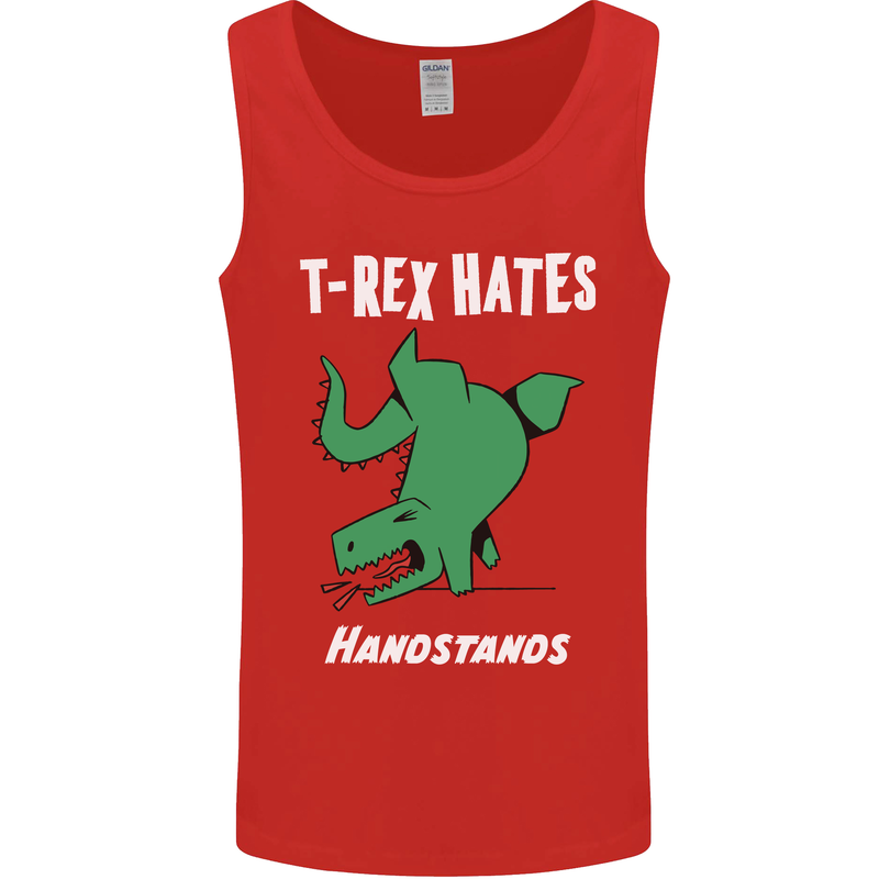 T-Rex Hates Handstands Gymnastics Dinosaur Mens Vest Tank Top Red