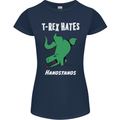 T-Rex Hates Handstands Gymnastics Dinosaur Womens Petite Cut T-Shirt Navy Blue