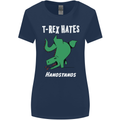 T-Rex Hates Handstands Gymnastics Dinosaur Womens Wider Cut T-Shirt Navy Blue