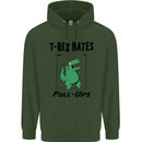 T-Rex Hates Pull Ups Funny Gym Dinosaurs Childrens Kids Hoodie Forest Green