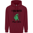 T-Rex Hates Pull Ups Funny Gym Dinosaurs Childrens Kids Hoodie Maroon