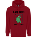 T-Rex Hates Pull Ups Funny Gym Dinosaurs Childrens Kids Hoodie Red