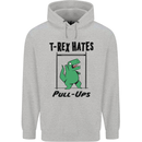 T-Rex Hates Pull Ups Funny Gym Dinosaurs Childrens Kids Hoodie Sports Grey