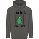 T-Rex Hates Pull Ups Funny Gym Dinosaurs Childrens Kids Hoodie Storm Grey