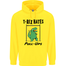 T-Rex Hates Pull Ups Funny Gym Dinosaurs Childrens Kids Hoodie Yellow