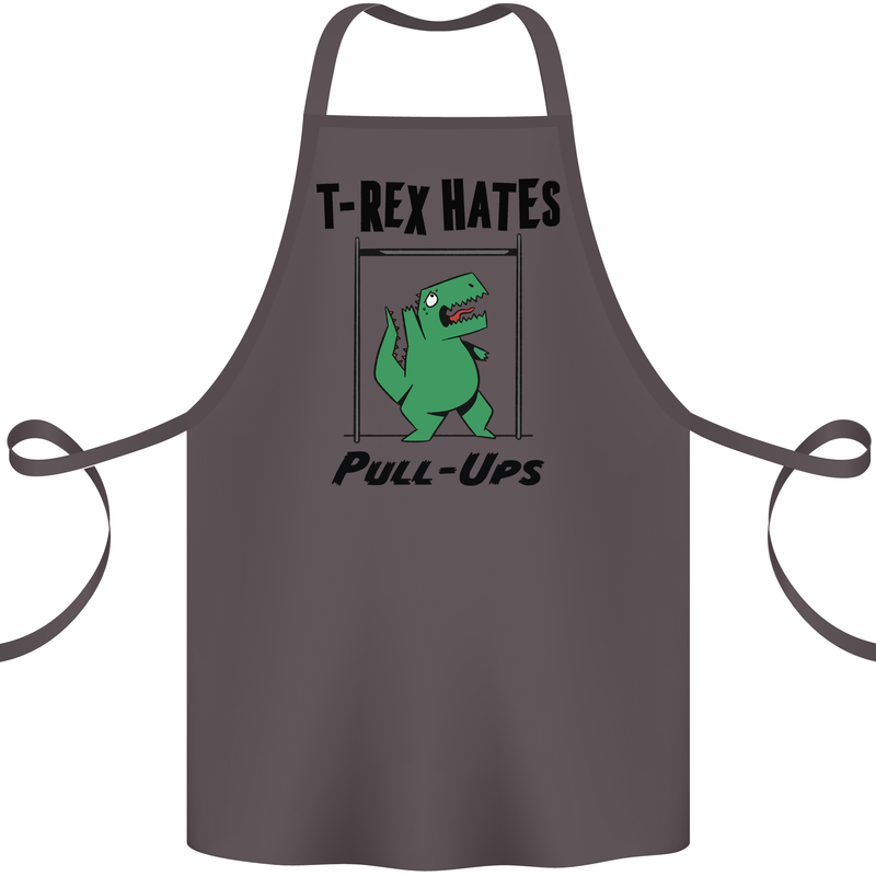 T-Rex Hates Pull Ups Funny Gym Dinosaurs Cotton Apron 100% Organic Dark Grey