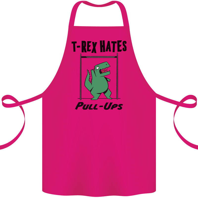 T-Rex Hates Pull Ups Funny Gym Dinosaurs Cotton Apron 100% Organic Pink