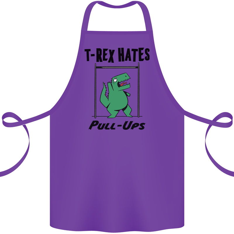 T-Rex Hates Pull Ups Funny Gym Dinosaurs Cotton Apron 100% Organic Purple