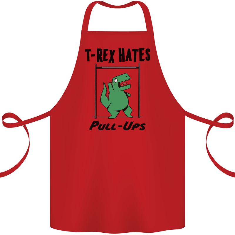 T-Rex Hates Pull Ups Funny Gym Dinosaurs Cotton Apron 100% Organic Red