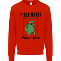 T-Rex Hates Pull Ups Funny Gym Dinosaurs Kids Sweatshirt Jumper Bright Red