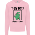T-Rex Hates Pull Ups Funny Gym Dinosaurs Kids Sweatshirt Jumper Light Pink