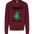 T-Rex Hates Pull Ups Funny Gym Dinosaurs Kids Sweatshirt Jumper Maroon