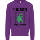T-Rex Hates Pull Ups Funny Gym Dinosaurs Kids Sweatshirt Jumper Purple