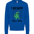 T-Rex Hates Pull Ups Funny Gym Dinosaurs Kids Sweatshirt Jumper Royal Blue
