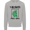 T-Rex Hates Pull Ups Funny Gym Dinosaurs Kids Sweatshirt Jumper Sports Grey
