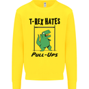 T-Rex Hates Pull Ups Funny Gym Dinosaurs Kids Sweatshirt Jumper Yellow