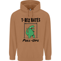 T-Rex Hates Pull Ups Funny Gym Dinosaurs Mens 80% Cotton Hoodie Caramel Latte