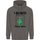 T-Rex Hates Pull Ups Funny Gym Dinosaurs Mens 80% Cotton Hoodie Charcoal