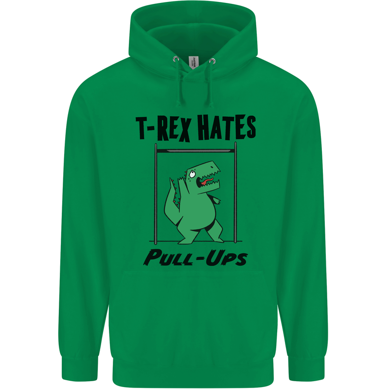 T-Rex Hates Pull Ups Funny Gym Dinosaurs Mens 80% Cotton Hoodie Irish Green