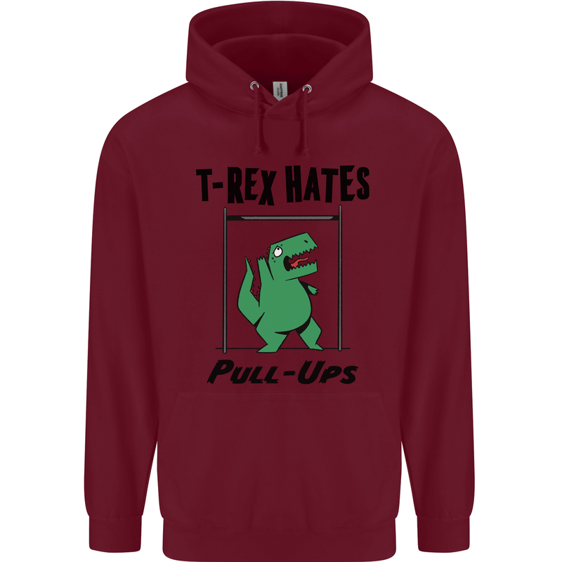 T-Rex Hates Pull Ups Funny Gym Dinosaurs Mens 80% Cotton Hoodie Maroon