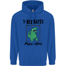 T-Rex Hates Pull Ups Funny Gym Dinosaurs Mens 80% Cotton Hoodie Royal Blue