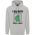 T-Rex Hates Pull Ups Funny Gym Dinosaurs Mens 80% Cotton Hoodie Sports Grey