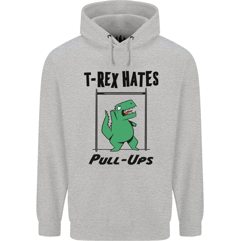 T-Rex Hates Pull Ups Funny Gym Dinosaurs Mens 80% Cotton Hoodie Sports Grey